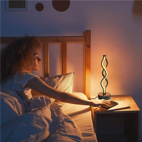 Infinity Spiral LED Table Lamp Dimmable Metallic Bedside Lamp w Touch Controller - Picture 5 of 5